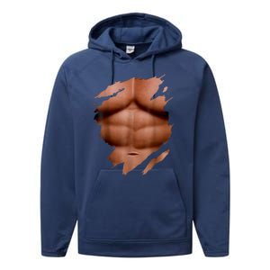 Fake Muscles Six Pack Abs Ripped Chest Fake Bodybuilding Performance Fleece Hoodie