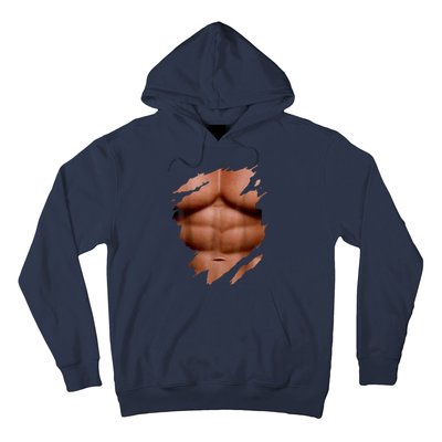 Fake Muscles Six Pack Abs Ripped Chest Fake Bodybuilding Hoodie