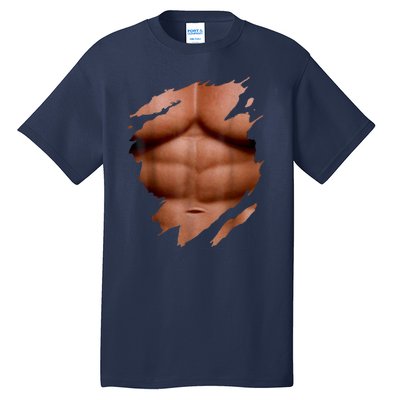 Fake Muscles Six Pack Abs Ripped Chest Fake Bodybuilding Tall T-Shirt