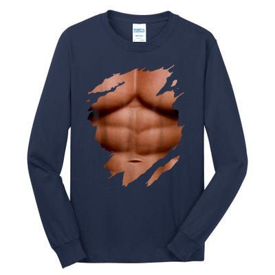 Fake Muscles Six Pack Abs Ripped Chest Fake Bodybuilding Tall Long Sleeve T-Shirt