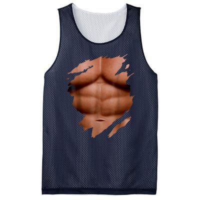 Fake Muscles Six Pack Abs Ripped Chest Fake Bodybuilding Mesh Reversible Basketball Jersey Tank