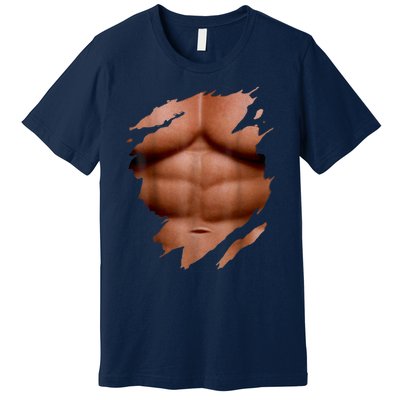 Fake Muscles Six Pack Abs Ripped Chest Fake Bodybuilding Premium T-Shirt