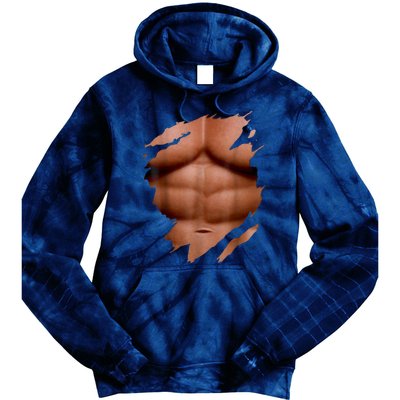 Fake Muscles Six Pack Abs Ripped Chest Fake Bodybuilding Tie Dye Hoodie