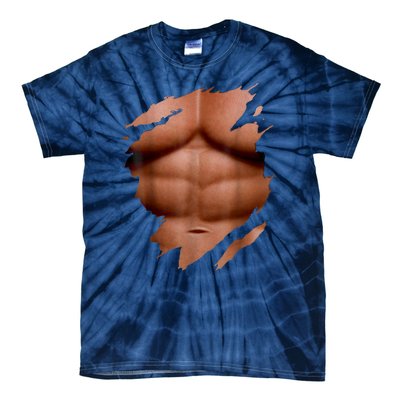 Fake Muscles Six Pack Abs Ripped Chest Fake Bodybuilding Tie-Dye T-Shirt