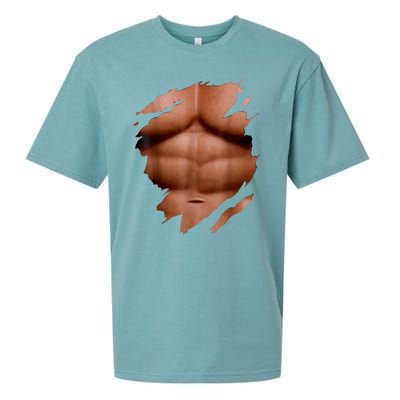 Fake Muscles Six Pack Abs Ripped Chest Fake Bodybuilding Sueded Cloud Jersey T-Shirt