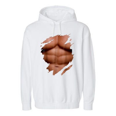 Fake Muscles Six Pack Abs Ripped Chest Fake Bodybuilding Garment-Dyed Fleece Hoodie