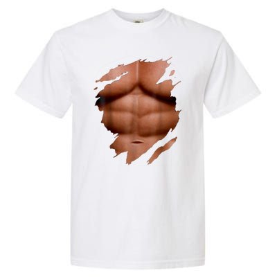 Fake Muscles Six Pack Abs Ripped Chest Fake Bodybuilding Garment-Dyed Heavyweight T-Shirt