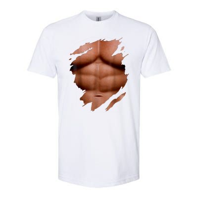 Fake Muscles Six Pack Abs Ripped Chest Fake Bodybuilding Softstyle® CVC T-Shirt