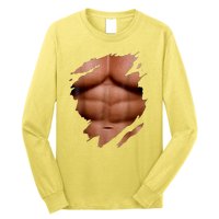 Fake Muscles Six Pack Abs Ripped Chest Fake Bodybuilding Long Sleeve Shirt