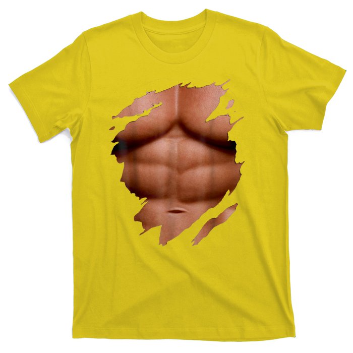 Fake Muscles Six Pack Abs Ripped Chest Fake Bodybuilding T-Shirt