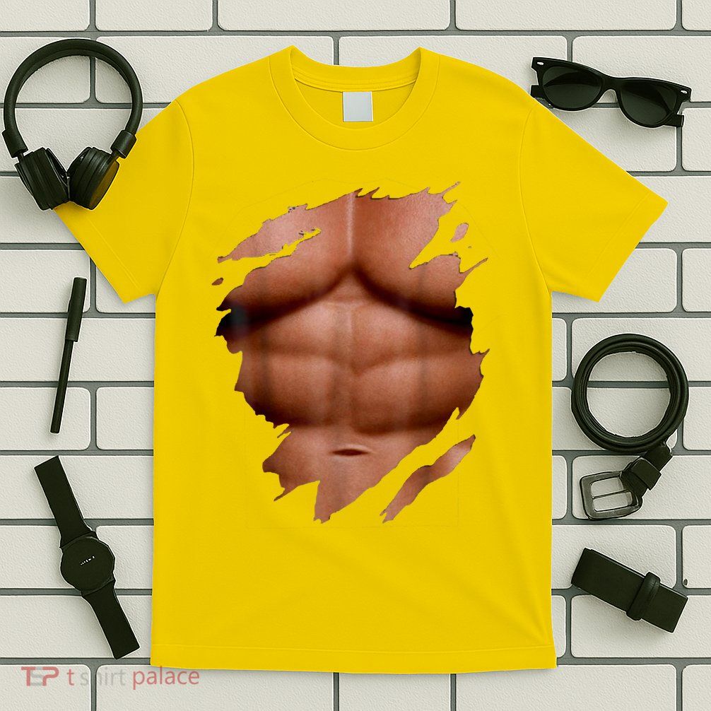 Fake Muscles Six Pack Abs Ripped Chest Fake Bodybuilding T-Shirt