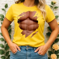 Fake Muscles Six Pack Abs Ripped Chest Fake Bodybuilding Womens T-Shirt
