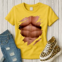 Fake Muscles Six Pack Abs Ripped Chest Fake Bodybuilding Womens T-Shirt