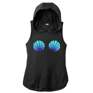 Funny Mermaid Sea Shell Bra Costume Halloween Ladies PosiCharge Tri-Blend Wicking Draft Hoodie Tank