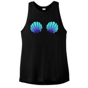 Funny Mermaid Sea Shell Bra Costume Halloween Ladies PosiCharge Tri-Blend Wicking Tank