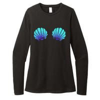 Funny Mermaid Sea Shell Bra Costume Halloween Womens CVC Long Sleeve Shirt