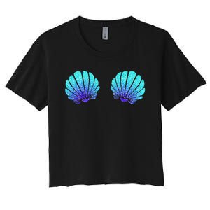 Funny Mermaid Sea Shell Bra Costume Halloween Women's Crop Top Tee