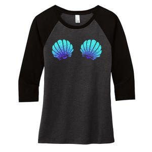 Funny Mermaid Sea Shell Bra Costume Halloween Women's Tri-Blend 3/4-Sleeve Raglan Shirt