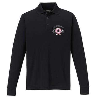 Funny Motivational Saying Donut Give Up For Gym Lifting Gift Performance Long Sleeve Polo