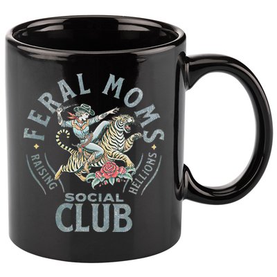 Feral Moms Social Club SomebodyS Feral Wife Mom Life Trendy 11oz C Handle Ceramic Mug