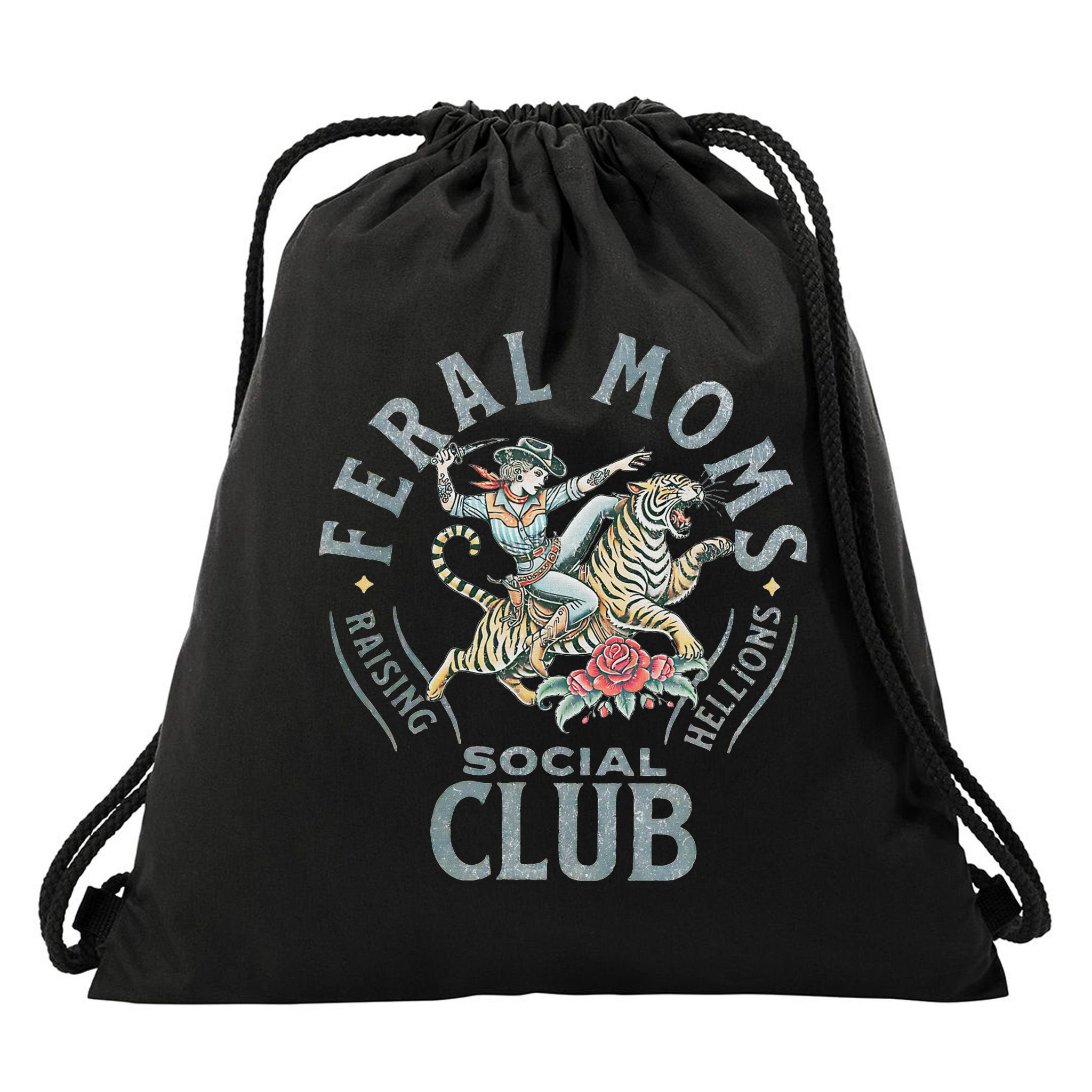 Feral Moms Social Club SomebodyS Feral Wife Mom Life Trendy Drawstring Bag