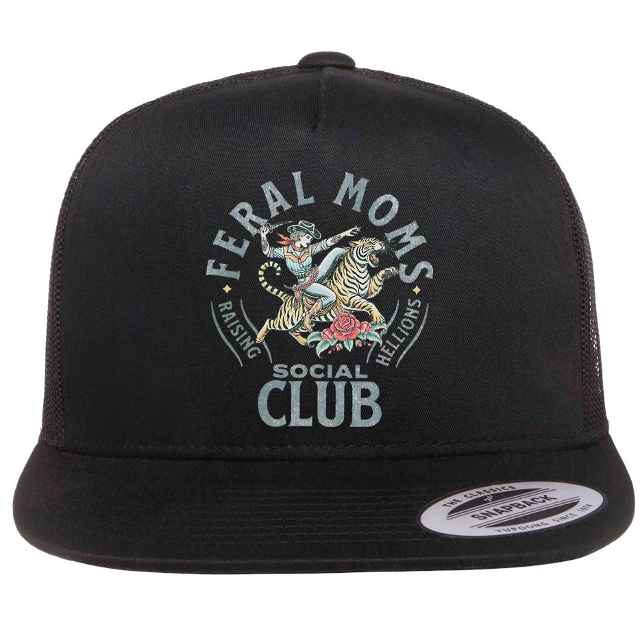 Feral Moms Social Club SomebodyS Feral Wife Mom Life Trendy Flat Bill Trucker Hat