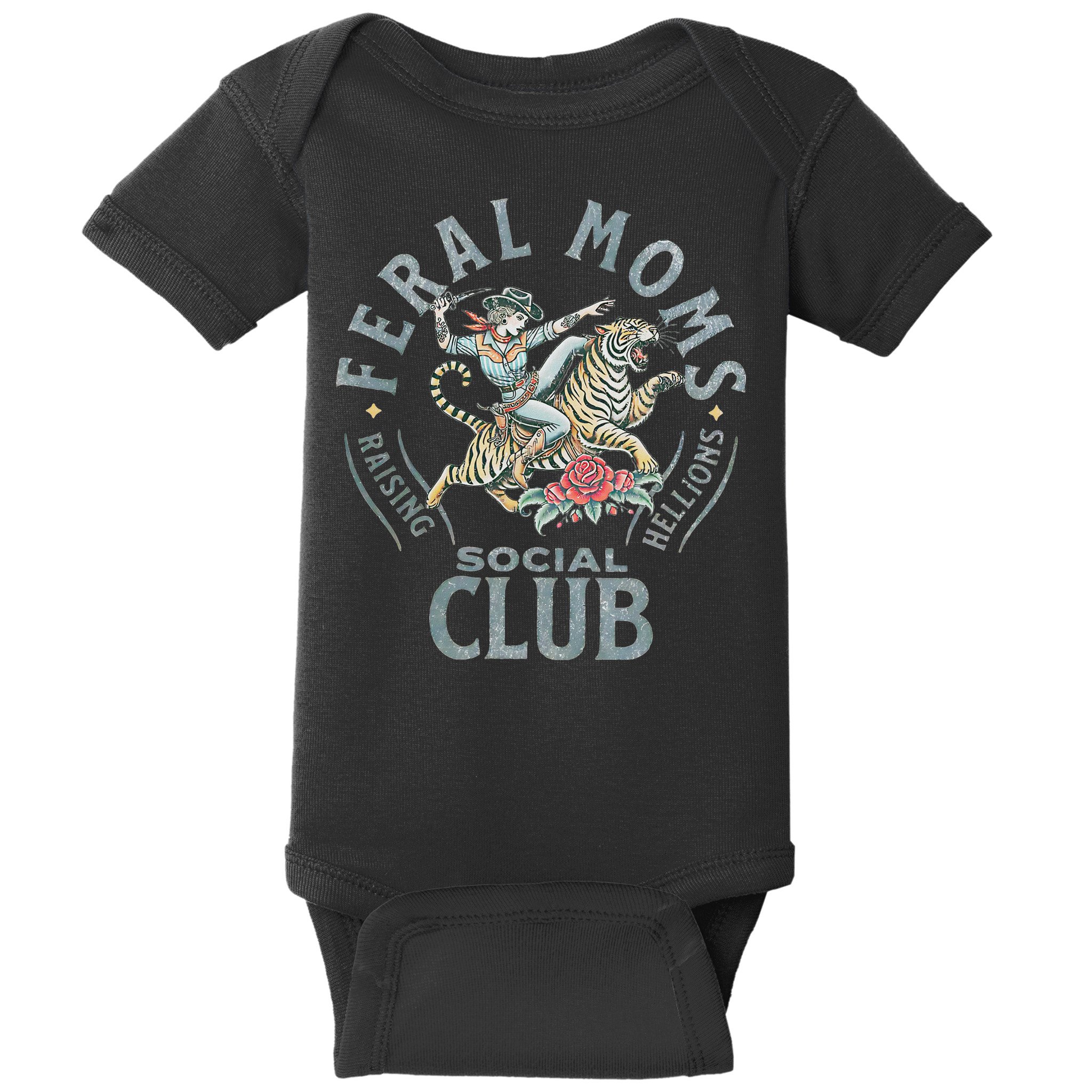 Feral Moms Social Club SomebodyS Feral Wife Mom Life Trendy Baby Bodysuit