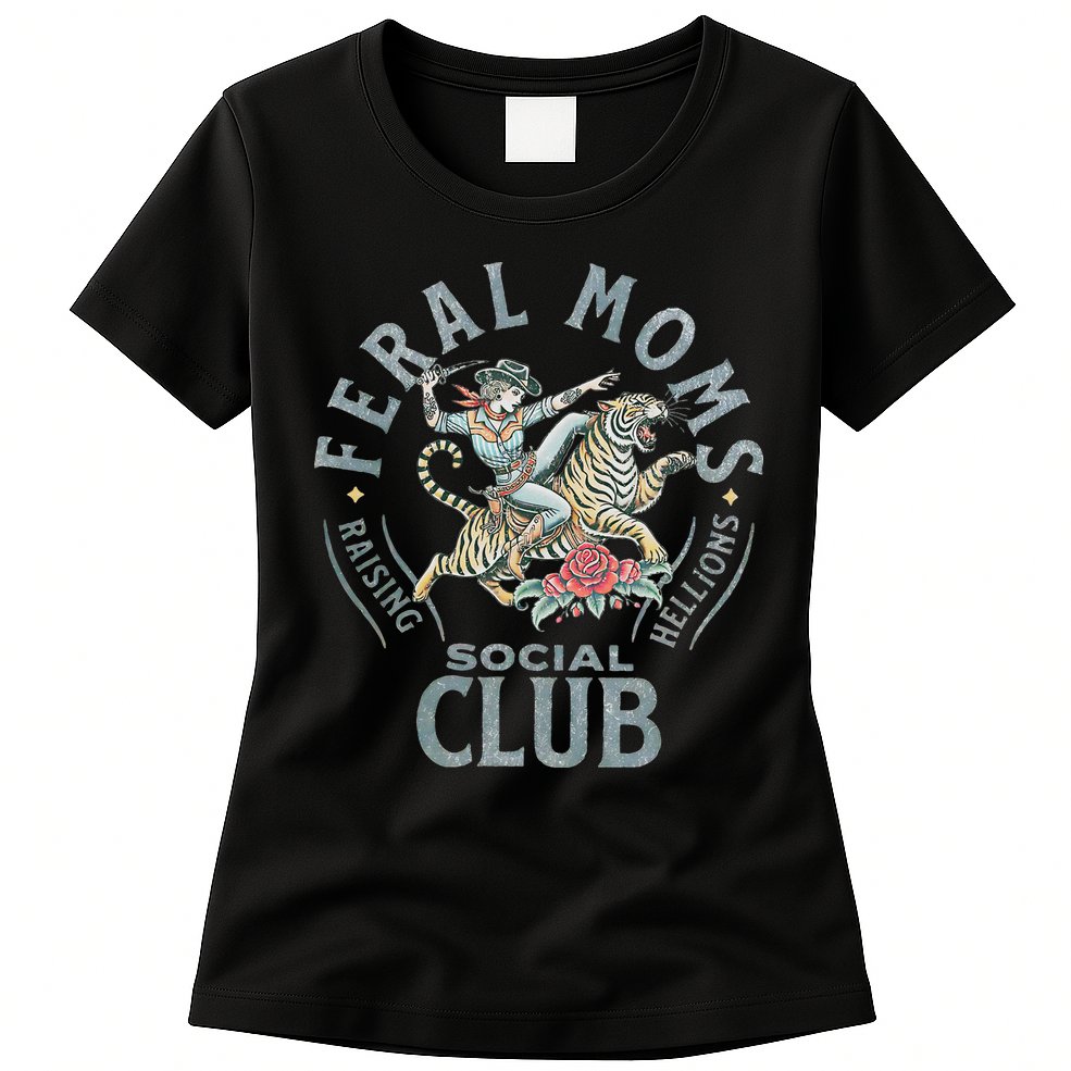 Feral Moms Social Club SomebodyS Feral Wife Mom Life Trendy Womens T-Shirt