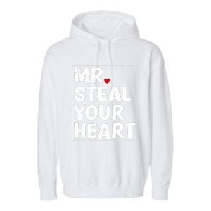 Funny Mr Steal Your Heart Valentines Day Garment-Dyed Fleece Hoodie