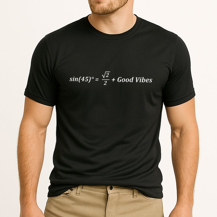Funny Math Sin 45 Good Vibes Positive Geek Nerd Humor Cooling Performance Crew T-Shirt
