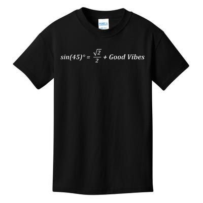 Funny Math Sin 45 Good Vibes Positive Geek Nerd Humor Kids T-Shirt