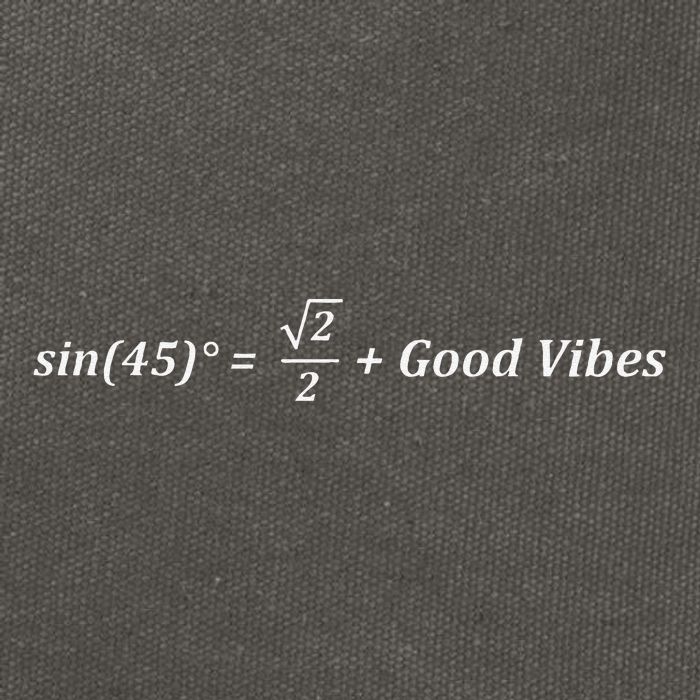 Funny Math Sin 45 Good Vibes Positive Geek Nerd Humor Cotton Canvas Backpack