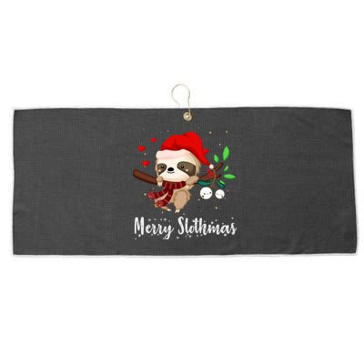 Funny Merry Slothmas Cute Sloth Christmas Gift Large Microfiber Waffle Golf Towel