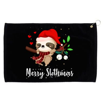 Funny Merry Slothmas Cute Sloth Christmas Gift Grommeted Golf Towel