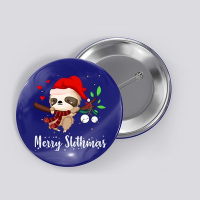 Funny Merry Slothmas Cute Sloth Christmas Gift Button