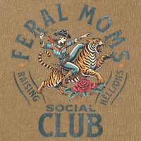 Feral Moms Social Club Trendy Mom Apparel Cotton Canvas Backpack