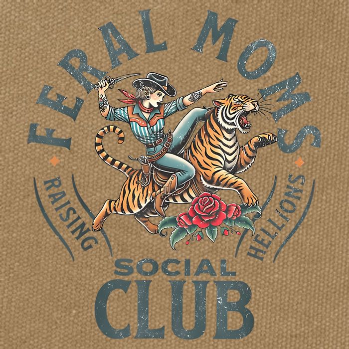 Feral Moms Social Club Trendy Mom Apparel Cotton Canvas Backpack