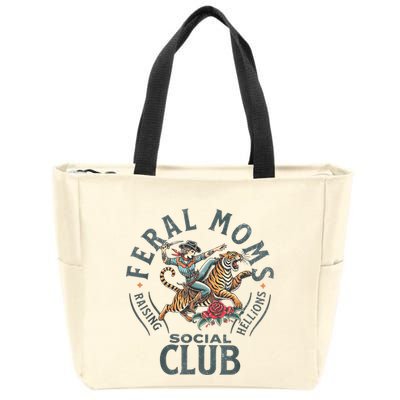 Feral Moms Social Club Trendy Mom Apparel Zip Tote Bag