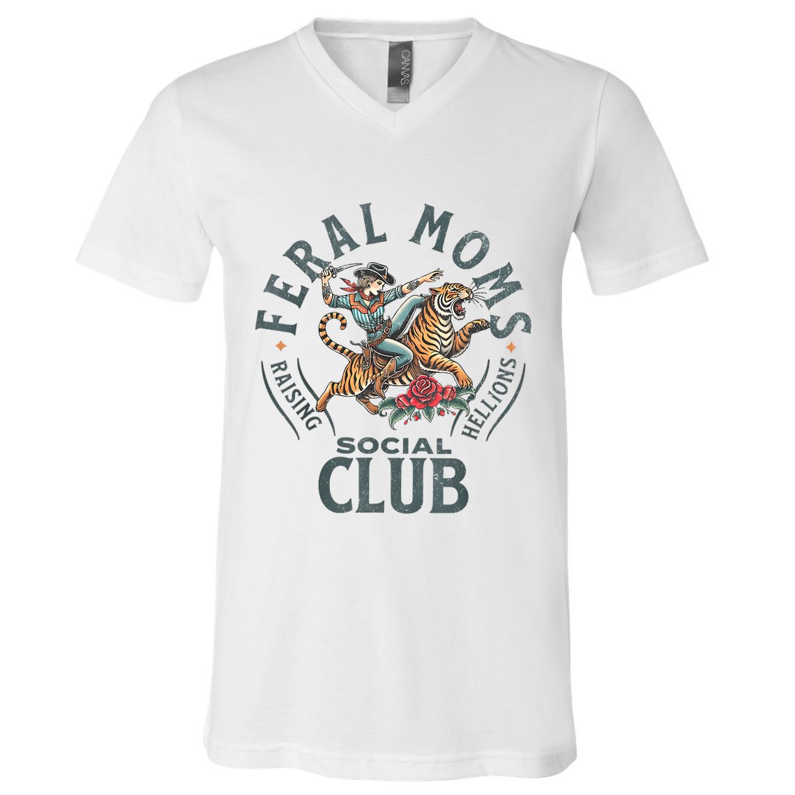 Feral Moms Social Club Trendy Mom Apparel V-Neck T-Shirt