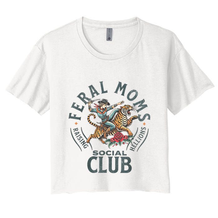 Feral Moms Social Club Trendy Mom Apparel Women's Crop Top Tee