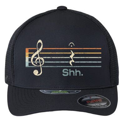 Funny Music Shh Quarter Rest And Fermata Notation Musician Flexfit Unipanel Trucker Cap