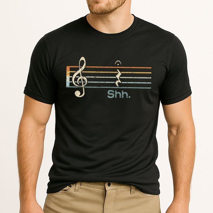 Funny Music Shh Quarter Rest And Fermata Notation Musician Cooling Performance Crew T-Shirt