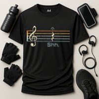 Funny Music Shh Quarter Rest And Fermata Notation Musician Cooling Performance Crew T-Shirt