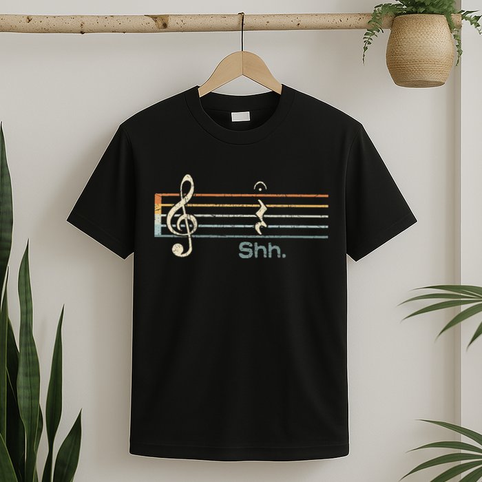 Funny Music Shh Quarter Rest And Fermata Notation Musician T-Shirt