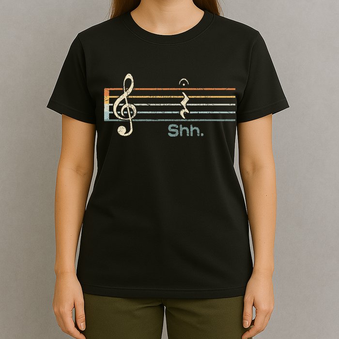 Funny Music Shh Quarter Rest And Fermata Notation Musician T-Shirt