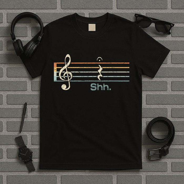 Funny Music Shh Quarter Rest And Fermata Notation Musician T-Shirt