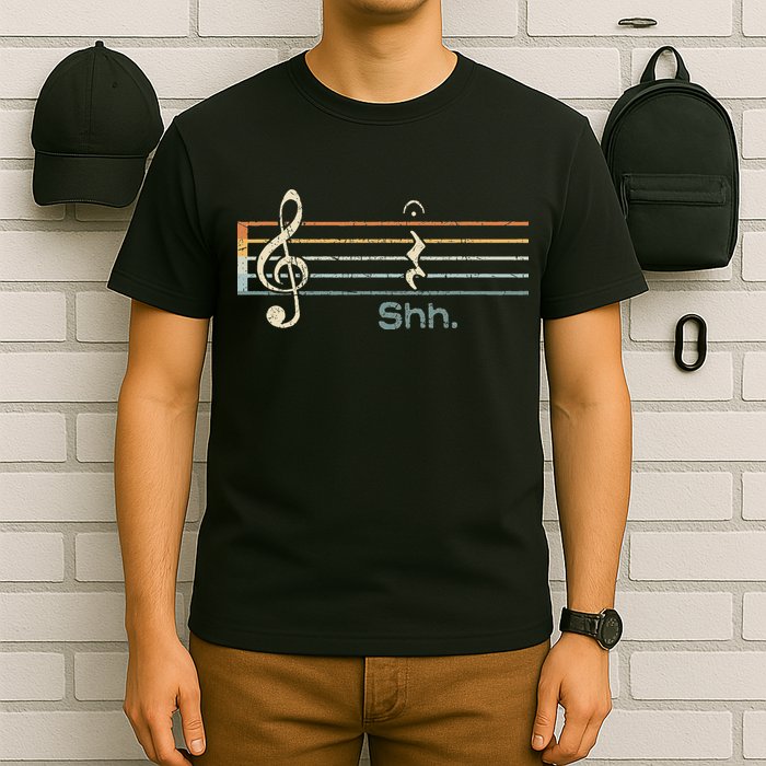 Funny Music Shh Quarter Rest And Fermata Notation Musician T-Shirt