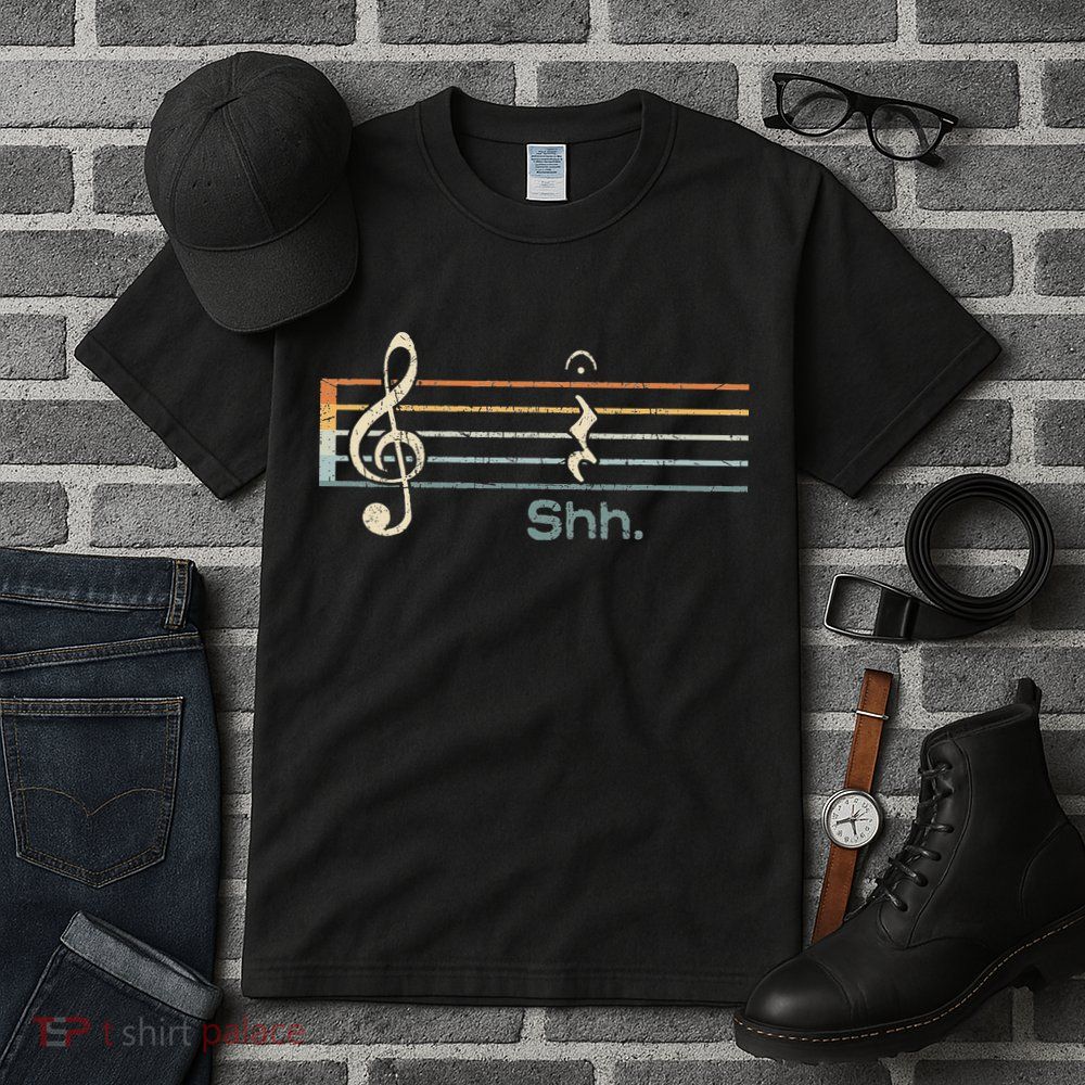 Funny Music Shh Quarter Rest And Fermata Notation Musician Tall T-Shirt