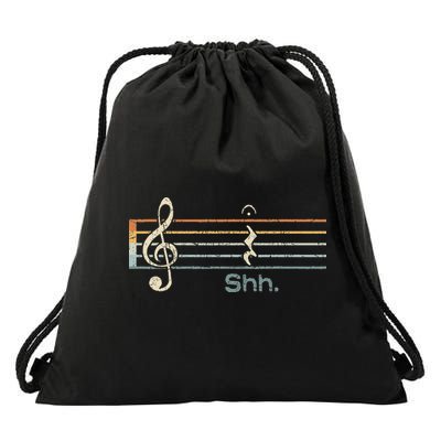 Funny Music Shh Quarter Rest And Fermata Notation Musician Drawstring Bag