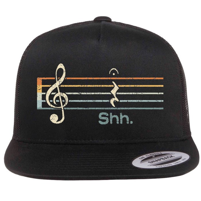 Funny Music Shh Quarter Rest And Fermata Notation Musician Flatbill Hat